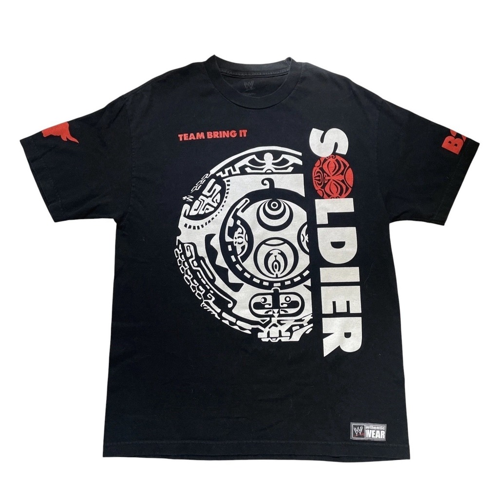 The Rock Dwayne Johnson Team Bring It Soldier T-Shirt WWE Large L Final Boss